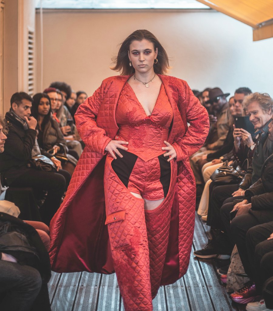 Ensemble rouge matelassé
